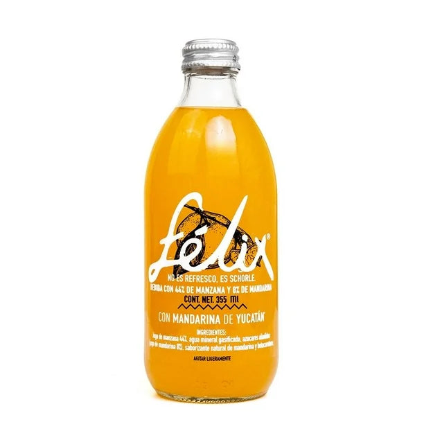 Soda Natural Felix Schorle Sabor Mandarina Yucatan Vidrio - 355 Ml