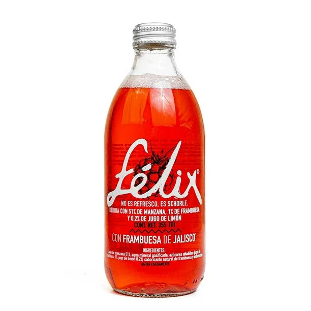 Soda Natural Felix Schorle Sabor Frambuesa Jalisco Vidrio - 355 Ml