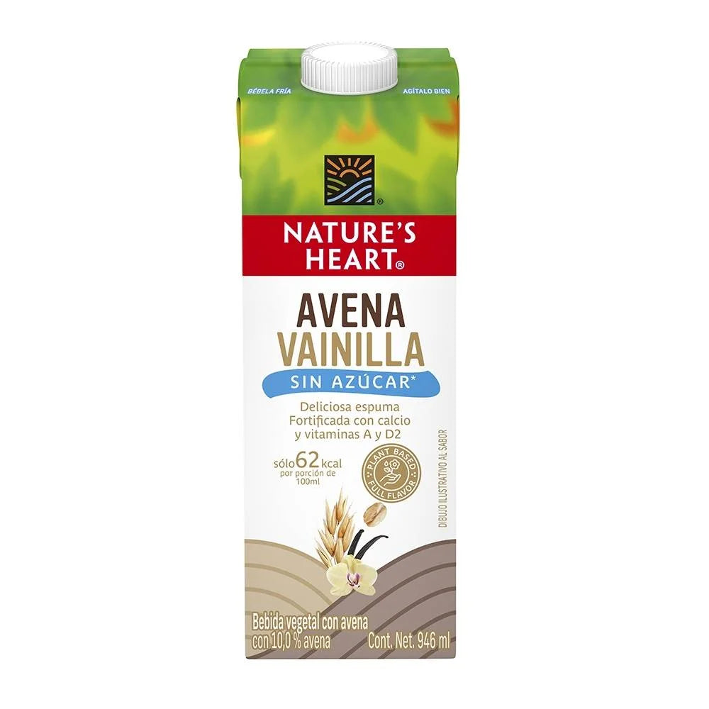 Leche Nature's Heart De Avena Vainilla Sin Azucar Tetrapack - 946 Ml