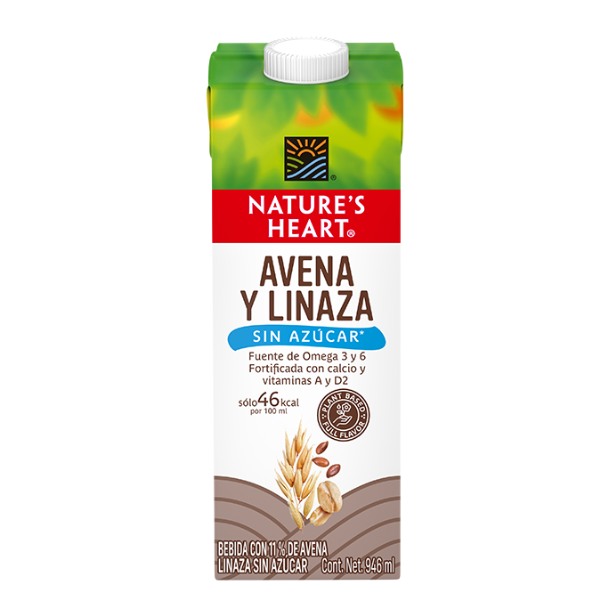 Leche Nature's Heart De Avena Linaza Sin Azucar Tetrapack - 946 Ml