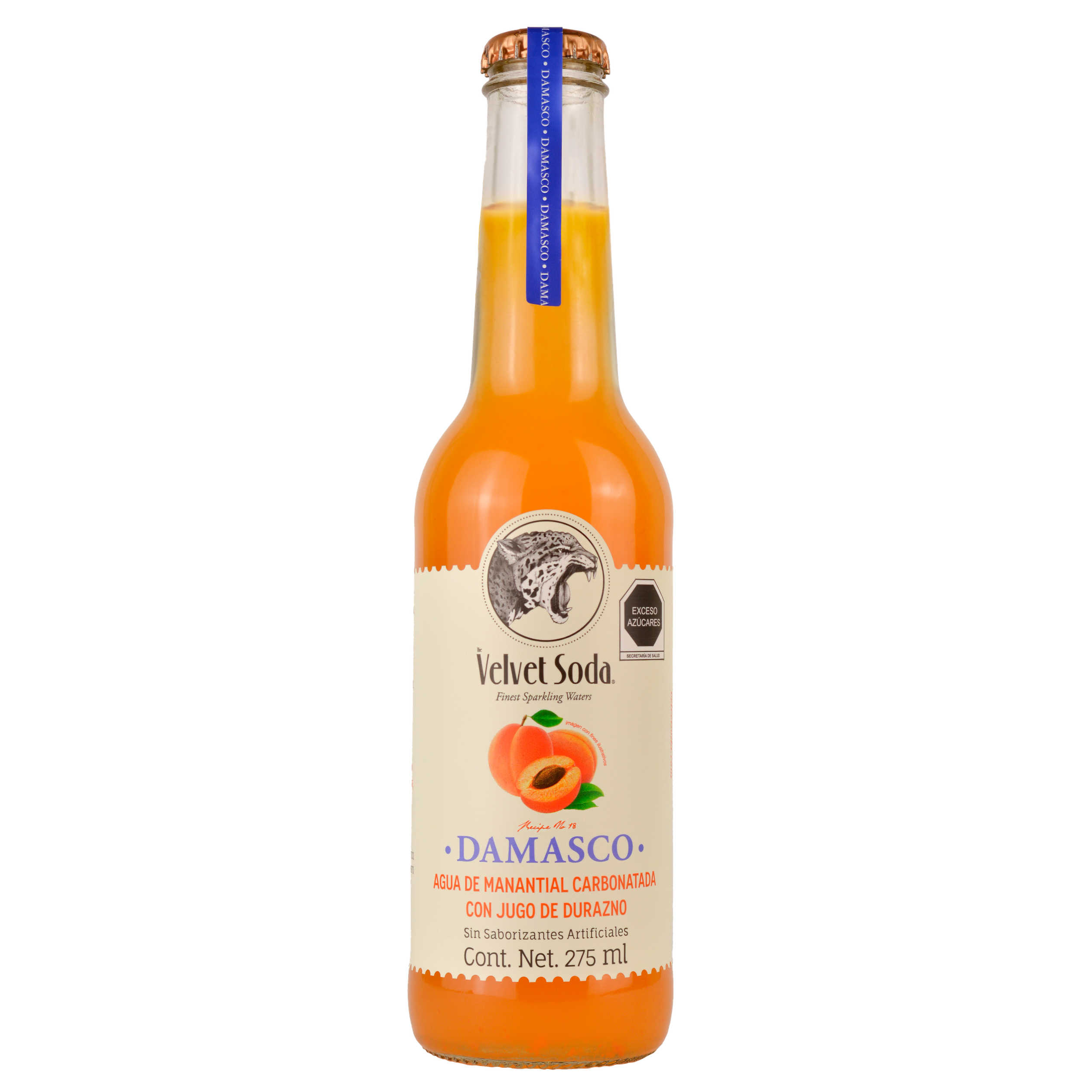 Soda Natural Velvet Sabor Damasco Vidrio - 275 Ml