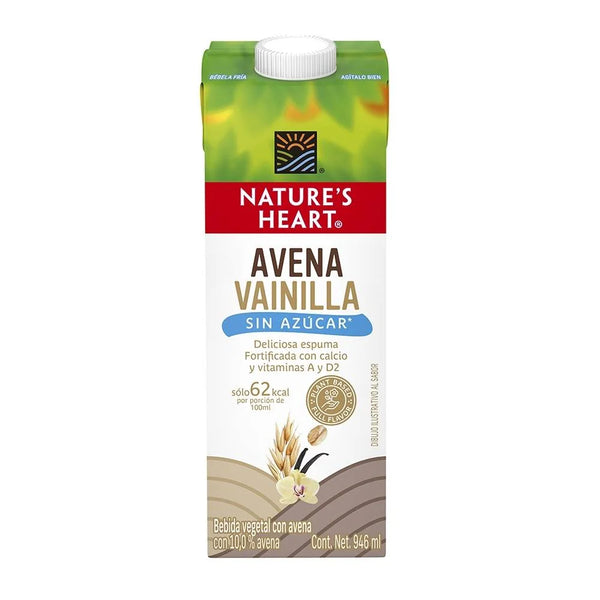 Leche Nature's Heart De Avena Vainilla Sin Azucar Tetrapack - 946 Ml