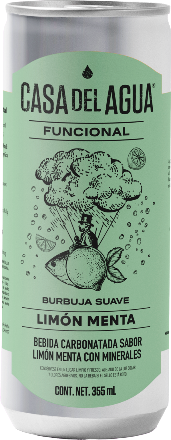 Agua Saborizada Casa Del Agua Limon Menta Lata - 355 Ml