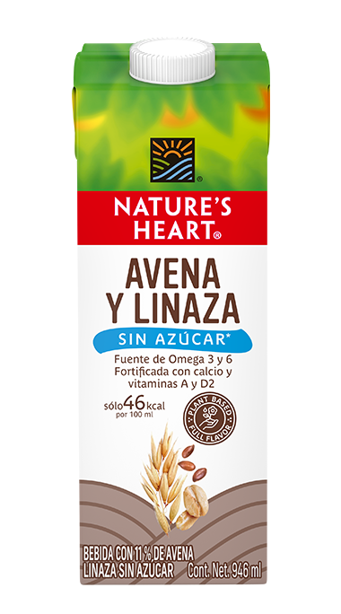 Leche Nature's Heart De Avena Linaza Sin Azucar Tetrapack - 946 Ml