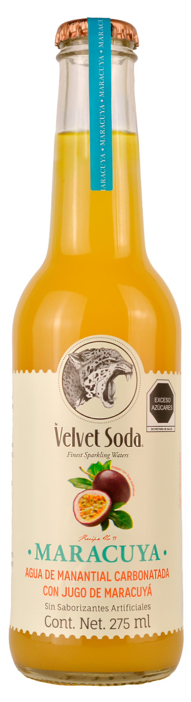 Soda Natural Velvet Soda Maracuyá Vidrio - 275 Ml